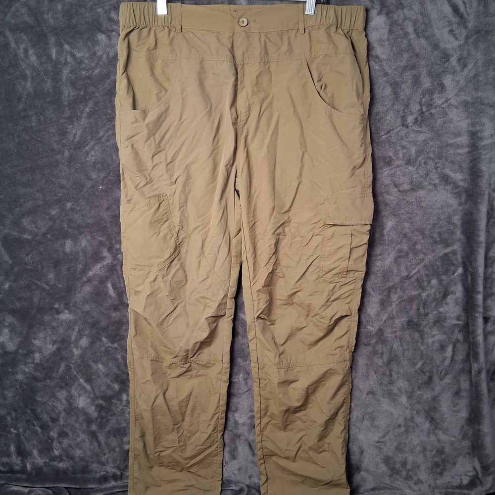Ochenta Mens Khaki Nylon Hiking Cargo Pants Size 38x32 Tan Lightweight Outdoor